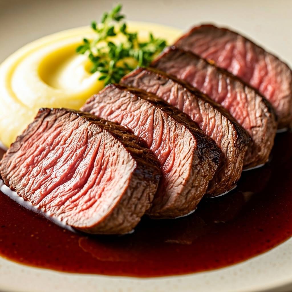 Beef Tenderloin with Red Wine Sauce