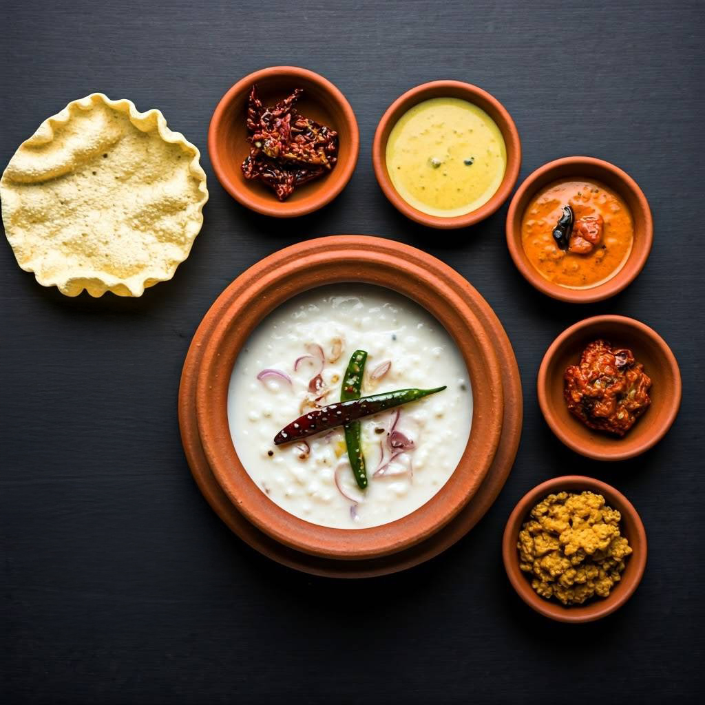 Pazham Kanji is a refreshing, probiotic-rich meal enjoyed with fish curry, buttermilk_pungus kitchen (2)