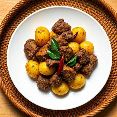 Beef Baby Potato Roast with tender beef, aromatic spices, and baby potatoes, a comforting dish for family meals and special occasions.