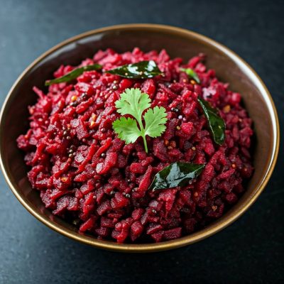 Beetroot Thoran Kerala style stir-fry with grated coconut and spices