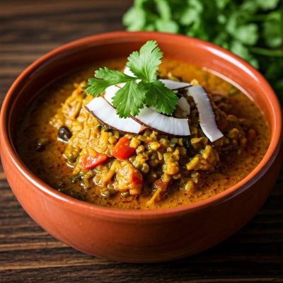 Cherupayar Curry – Kerala-style green gram curry with coconut and spices.