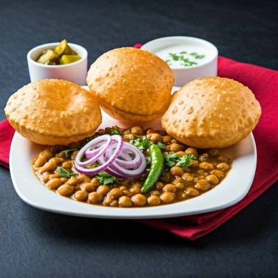 Chole Bhature - Spicy chickpea curry and deep-fried bread