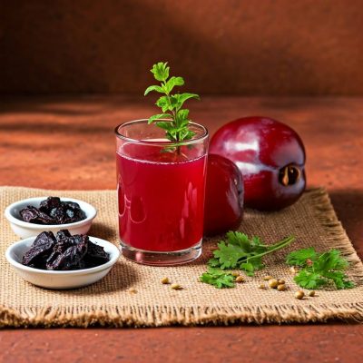 Kokum Sharbat served in a glass with ice and mint leaves, a refreshing summer drink