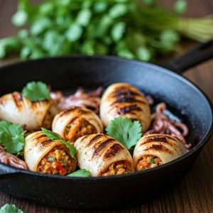 Kerala-style stuffed squid delicacy with spicy filling