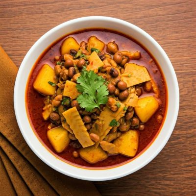 Tama Aloo curry with fermented bamboo shoots and potatoes, a traditional Nepali dish.