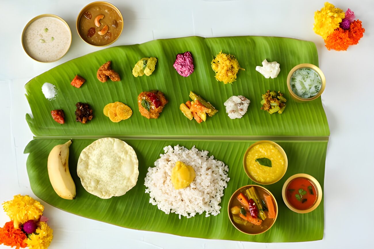 Onam Sadya – traditional Kerala vegetarian feast on a banana leaf