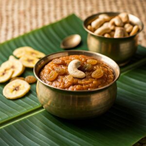 Traditional Kerala Ada Pradhaman made with rice ada, jaggery, and coconut milk
