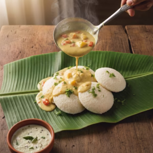 Kumbakonam Kadappa served as a soft, slightly chunky dal and potato gravy with idli and dosa