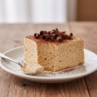 Creamy Italian Semifreddo al Caffè dessert slice with chocolate shavings